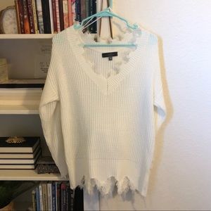White Fringe Sweater